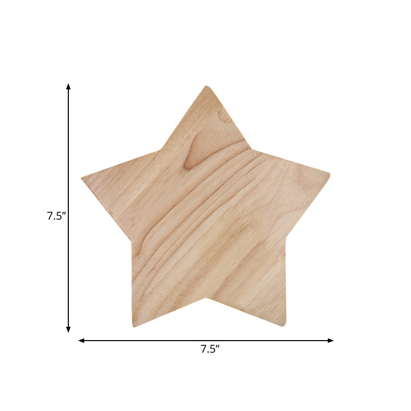 Wood Star Wall Sconce Modern Nordic Sconce Light in Beige for Child Bedroom Hallway Clearhalo 'Wall Lamps & Sconces' 'Wall Lights' Lighting' 175870