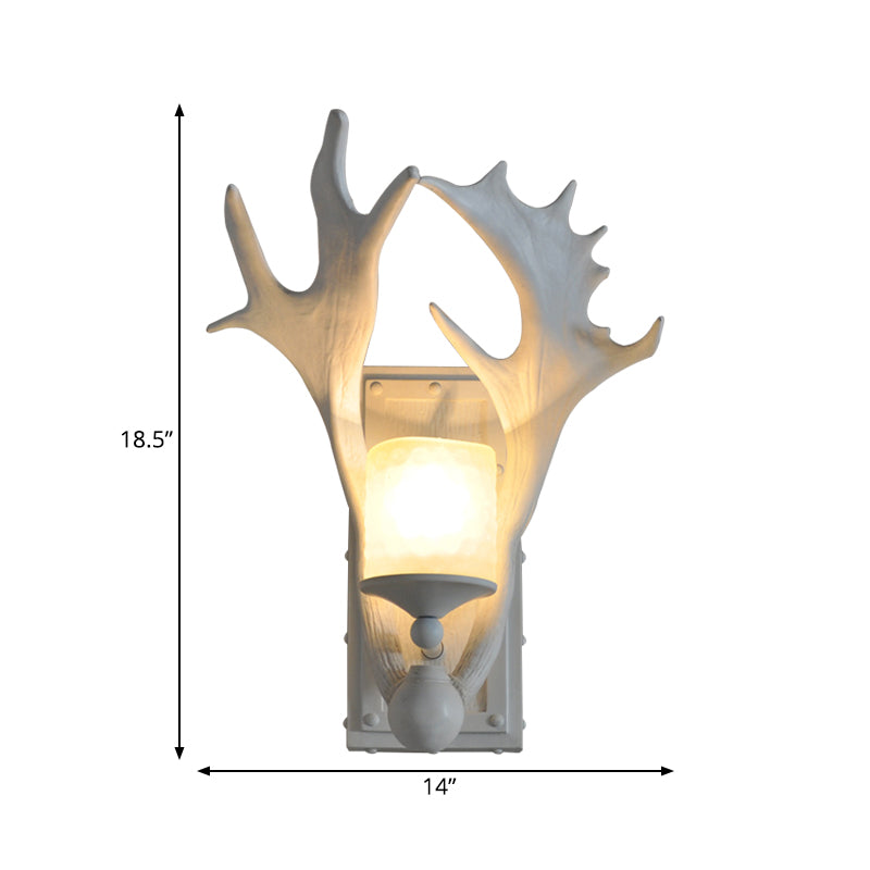 Resin Antlers Wall Sconce One Head Rustic Stylish Wall Lamp in White for Child Bedroom Clearhalo 'Wall Lamps & Sconces' 'Wall Lights' Lighting' 175890