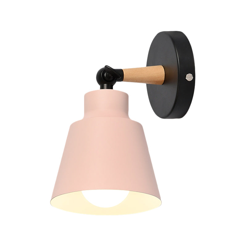 Macaron Colored Bucket Wall Sconce Rotatable One Light Metal Sconce Light for Living Room Clearhalo 'Wall Lamps & Sconces' 'Wall Lights' Lighting' 175901