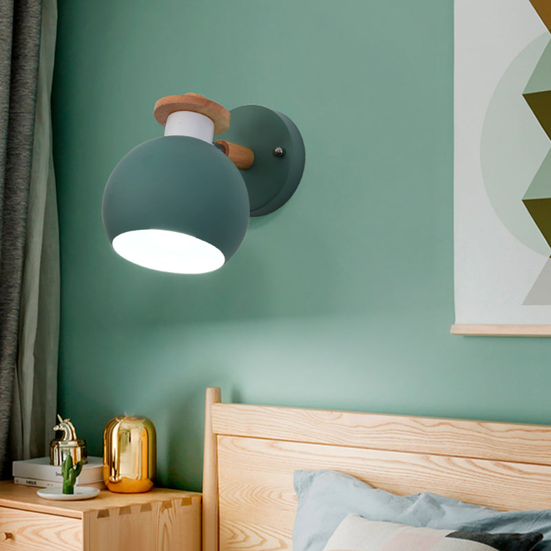 Metal Globe Wall Light Rotatable 1 Light Nordic Style Wall Sconce for Child Bedroom Corridor Clearhalo 'Wall Lamps & Sconces' 'Wall Lights' Lighting' 175936