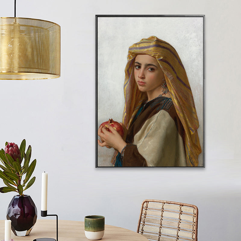 Textured Young Girl Art Print Canvas Renaissance Style Painting for Girls Bedroom Clearhalo 'Arts' 'Canvas Art' 1759559