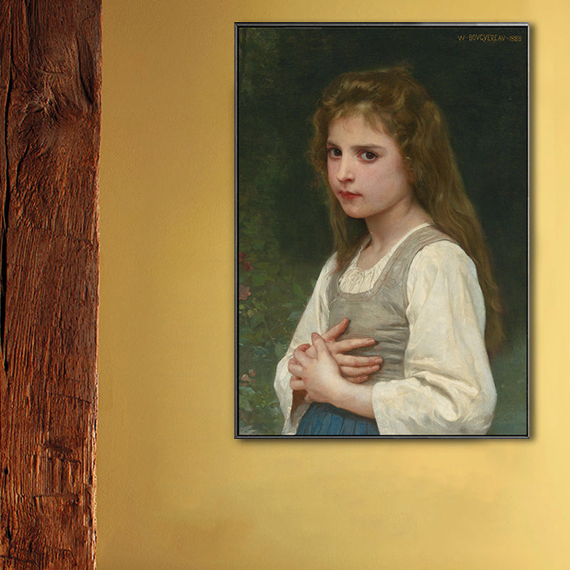 Textured Young Girl Art Print Canvas Renaissance Style Painting for Girls Bedroom Clearhalo 'Arts' 'Canvas Art' 1759563