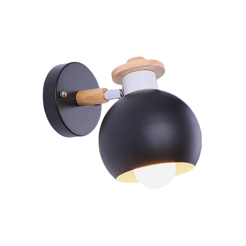 Rotatable Monochrome Orb Wall Sconce 1 Bulb Nordic Style Metal Wall Light for Study Room Clearhalo 'Wall Lamps & Sconces' 'Wall Lights' Lighting' 175980