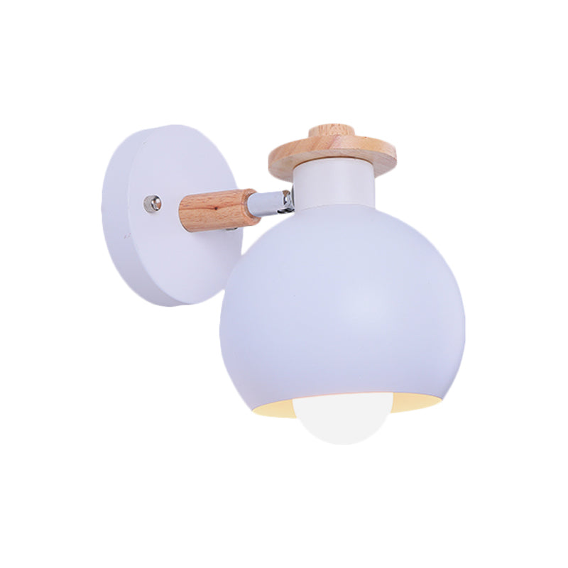 Rotatable Monochrome Orb Wall Sconce 1 Bulb Nordic Style Metal Wall Light for Study Room Clearhalo 'Wall Lamps & Sconces' 'Wall Lights' Lighting' 175983