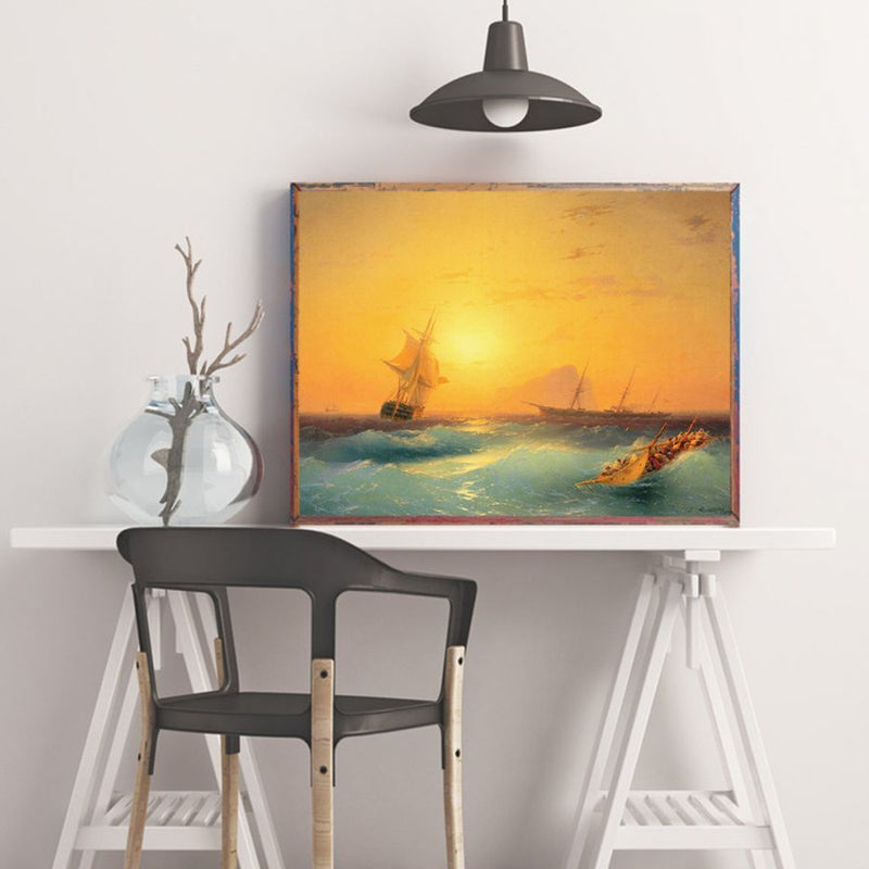 Yellow Impressionism Sailing Boat Canvas for Guest Room, Multiple Sizes Available Clearhalo 'Arts' 'Canvas Art' 1760122