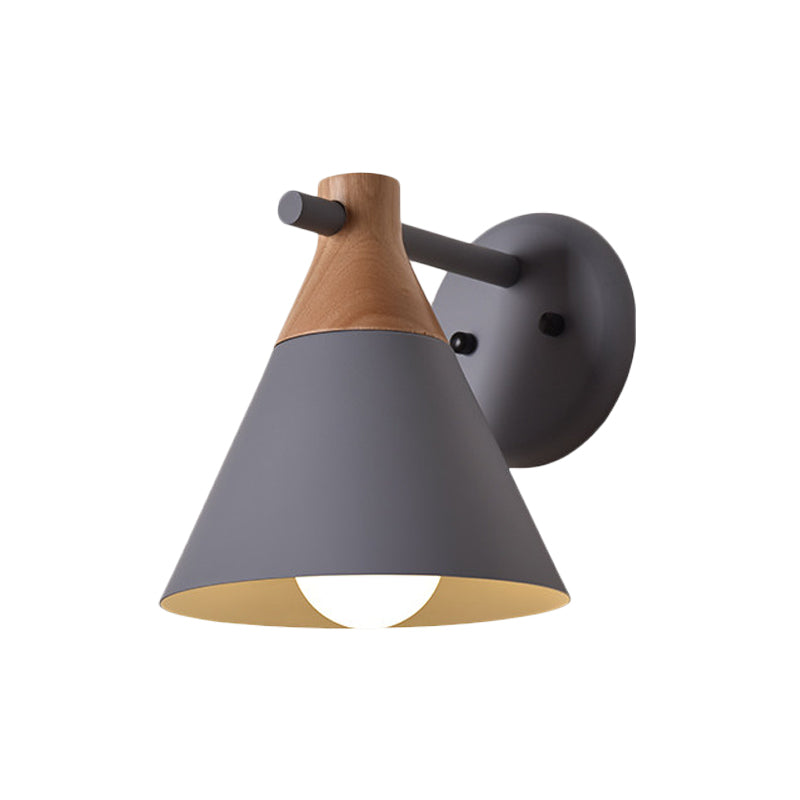 Macaron Style Undertint Wall Light Conical Shade 1 Head Metal Wall Lamp for Kitchen Corridor Clearhalo 'Wall Lamps & Sconces' 'Wall Lights' Lighting' 176068