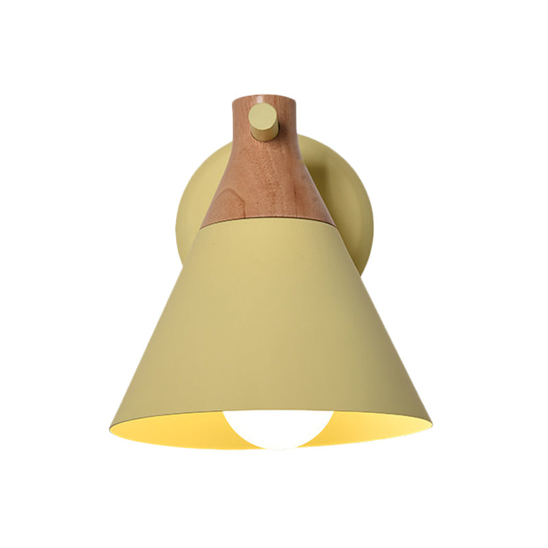 Macaron Style Undertint Wall Light Conical Shade 1 Head Metal Wall Lamp for Kitchen Corridor Clearhalo 'Wall Lamps & Sconces' 'Wall Lights' Lighting' 176072