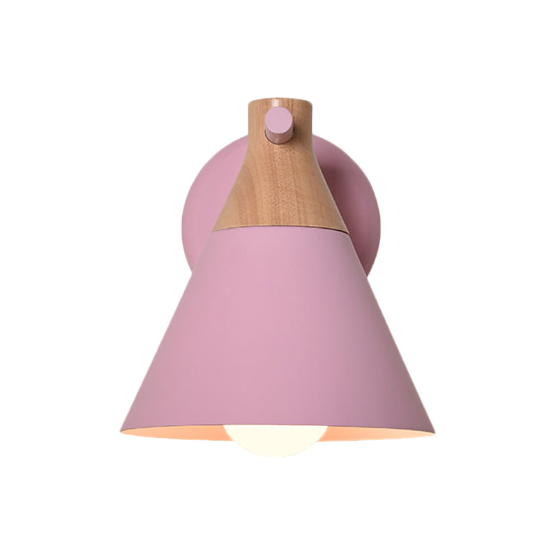 Macaron Style Undertint Wall Light Conical Shade 1 Head Metal Wall Lamp for Kitchen Corridor Clearhalo 'Wall Lamps & Sconces' 'Wall Lights' Lighting' 176074