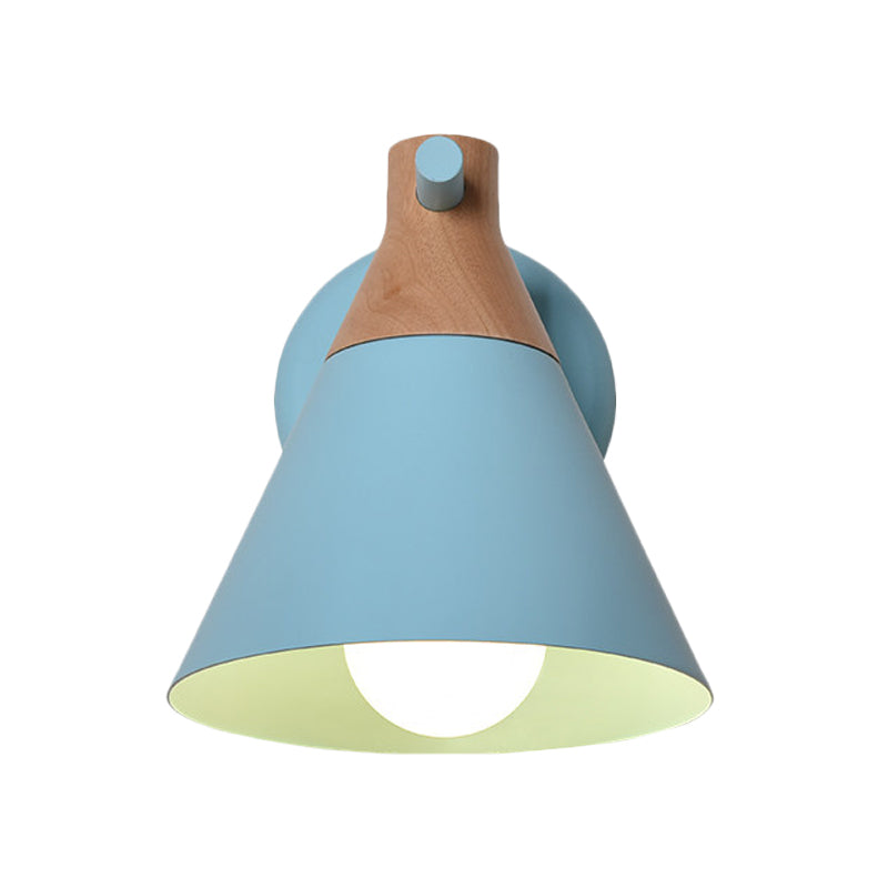 Macaron Style Undertint Wall Light Conical Shade 1 Head Metal Wall Lamp for Kitchen Corridor Clearhalo 'Wall Lamps & Sconces' 'Wall Lights' Lighting' 176079