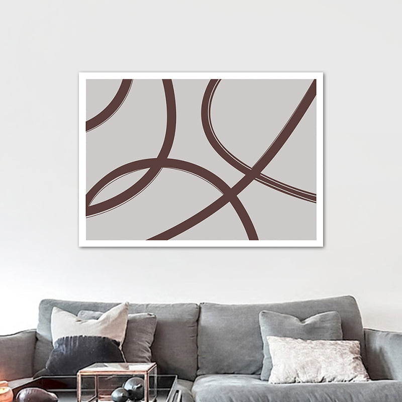 Twisted Lines Canvas Wall Art Minimalism Textured Wall Decor in Brown on Grey for Home Clearhalo 'Arts' 'Canvas Art' 1761678