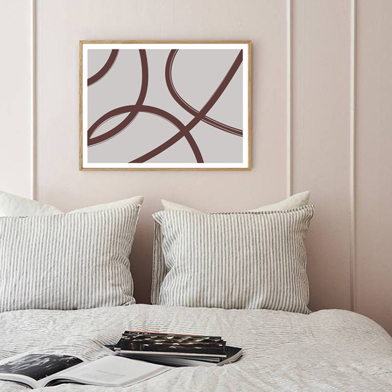 Twisted Lines Canvas Wall Art Minimalism Textured Wall Decor in Brown on Grey for Home Clearhalo 'Arts' 'Canvas Art' 1761679