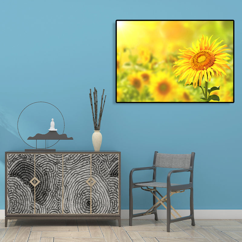 Textured Sunflower Canvas Art Modernism Wall Decor for Girls Bedroom, Multiple Sizes Golden Clearhalo 'Art Gallery' 'Canvas Art' 'Contemporary Art Gallery' 'Modern' Arts' 1761796