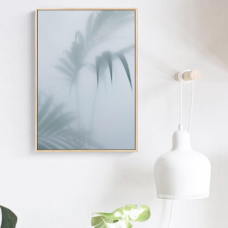 White Frosted Palm Leaf Canvas Print Botanic Nordic Textured Wall Art for Sitting Room Clearhalo 'Arts' 'Canvas Art' 1762807