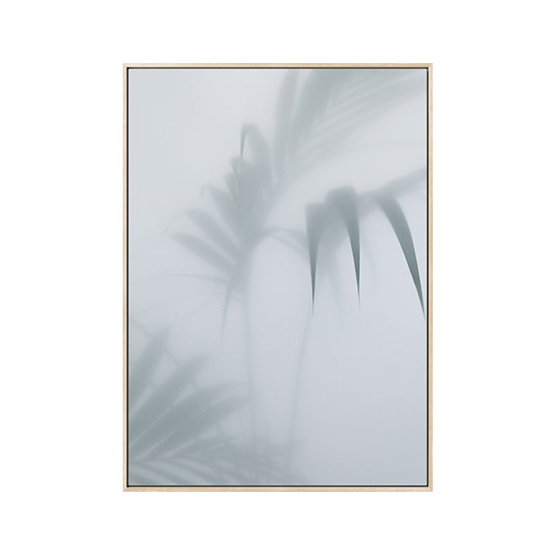 White Frosted Palm Leaf Canvas Print Botanic Nordic Textured Wall Art for Sitting Room Clearhalo 'Arts' 'Canvas Art' 1762809