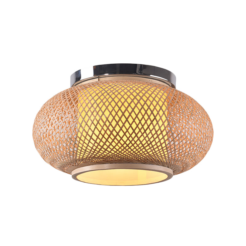 Yellow Lantern Shade Flush Light Contemporary Style 16