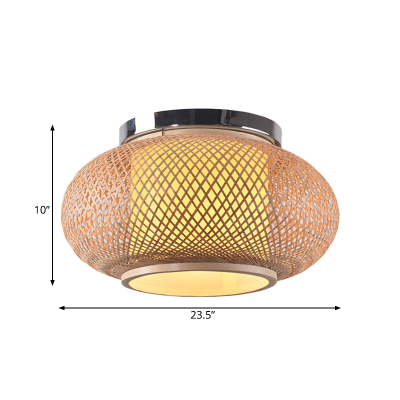 Yellow Lantern Shade Flush Light Contemporary Style 16