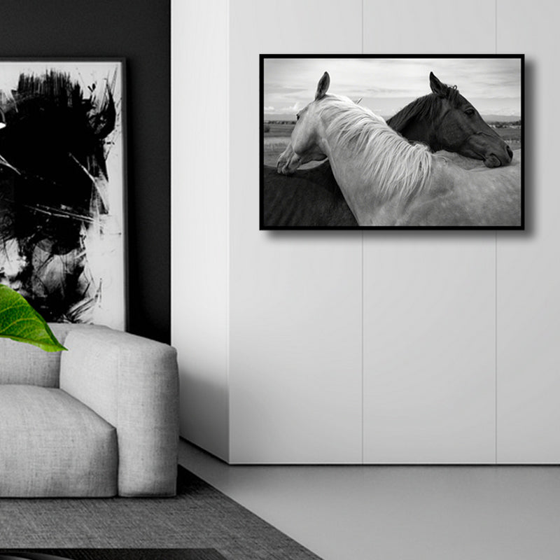 Vintage Style Horses Canvas Print Animals Gray Wall Decor, Multiple Sizes Options Clearhalo 'Arts' 'Canvas Art' 1764489