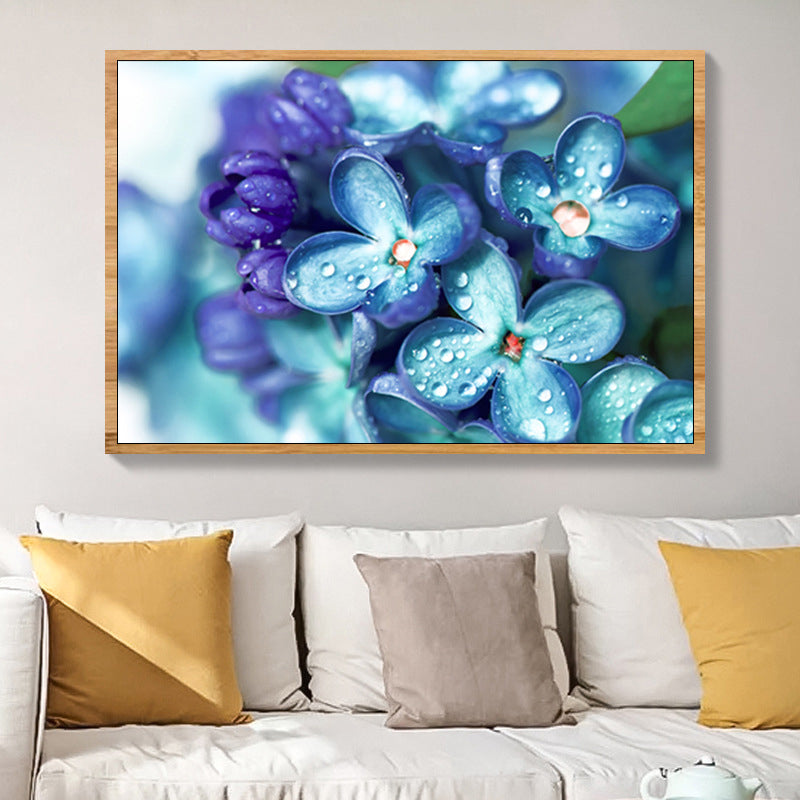 Textured Flowers Wall Art Decor Canvas Contemporary Style Painting for Living Room Blue Clearhalo 'Art Gallery' 'Canvas Art' 'Contemporary Art Gallery' 'Modern' Arts' 1765076