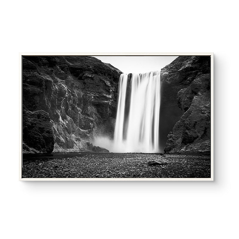 Vintage Waterfall and Mount Canvas Black Bathroom Wall Art Print, Multiple Sizes Clearhalo 'Arts' 'Canvas Art' 1766248