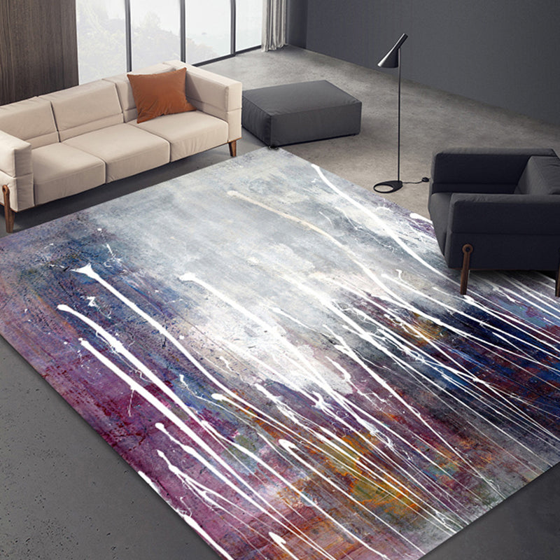 Stylish Watercolor Pattern Rug with Swirl Stripe Multicolor Contemporary Rug Polyester Pet Friendly Non-Slip Backing Washable Area Rug for Living Room Purple Clearhalo 'Area Rug' 'Modern' 'Rugs' Rug' 1766419