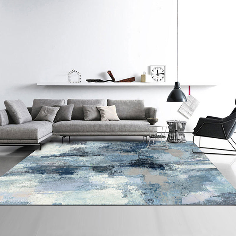 Stylish Watercolor Pattern Rug with Swirl Stripe Multicolor Contemporary Rug Polyester Pet Friendly Non-Slip Backing Washable Area Rug for Living Room Blue Clearhalo 'Area Rug' 'Modern' 'Rugs' Rug' 1766421