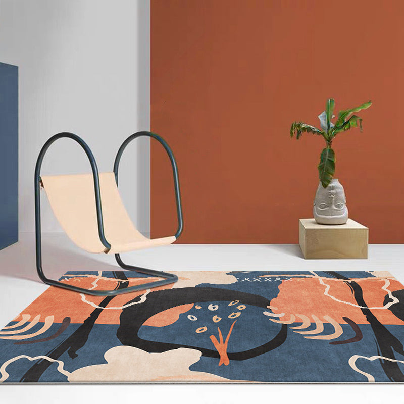 Funky Nordic Rug Orange and Blue Abstract Rug Pet Friendly Anti-Slip Washable Area Rug for Decoration Clearhalo 'Area Rug' 'Rug' 1766457