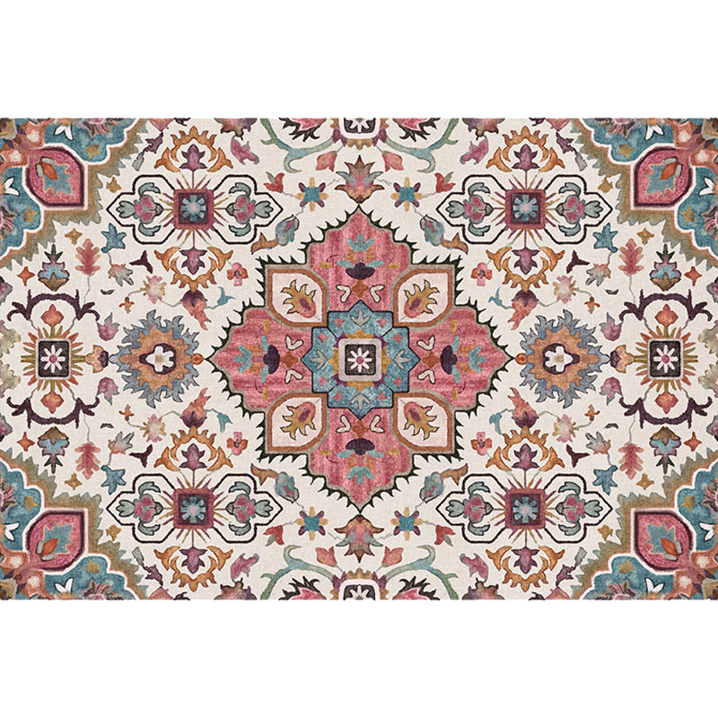 Traditional Tribal Flower Pattern Rug Multicolor Moroccan Rug Polyester Pet Friendly Non-Slip Backing Washable Area Rug for Living Room Clearhalo 'Area Rug' 'Moroccan' 'Rugs' Rug' 1766499