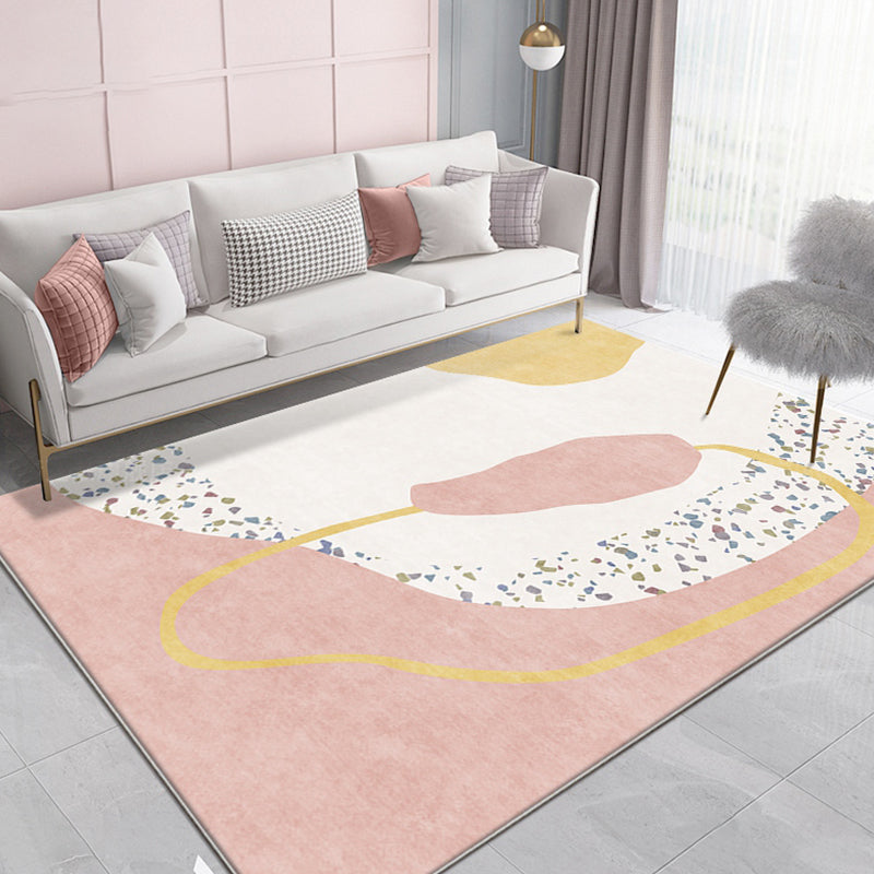 Creative Modernism Rug Pink Colorblock Rug Pet Friendly Anti-Slip Washable Area Rug for Decoration Pink Clearhalo 'Area Rug' 'Rug' 1766609