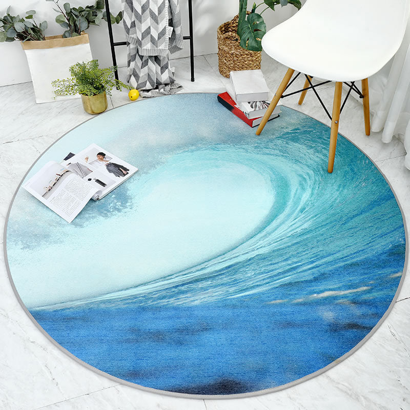 Casual Watercolor Pattern Rug Blue and White Polyester Rug Washable Pet Friendly Non-Slip Area Rug for Study Blue Clearhalo 'Area Rug' 'Modern' 'Rugs' Rug' 1766665