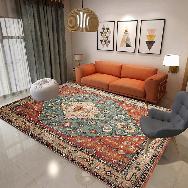 Multicolor Shabby Chic Rug Polyester Tribal Pattern Rug Pet Friendly Washable Anti-Slip Backing Carpet for Decoration Orange Red Clearhalo 'Area Rug' 'Rugs' 'Shabby Chic' Rug' 1766718