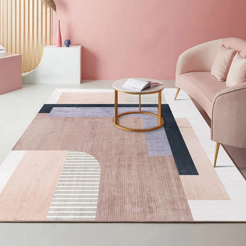 Colorblock Stripe Pattern Rug Polyester Modern Rug Washable Anti-Slip Pet Friendly Area Rug for Living Room Light Brown Clearhalo 'Area Rug' 'Modern' 'Rugs' Rug' 1766750