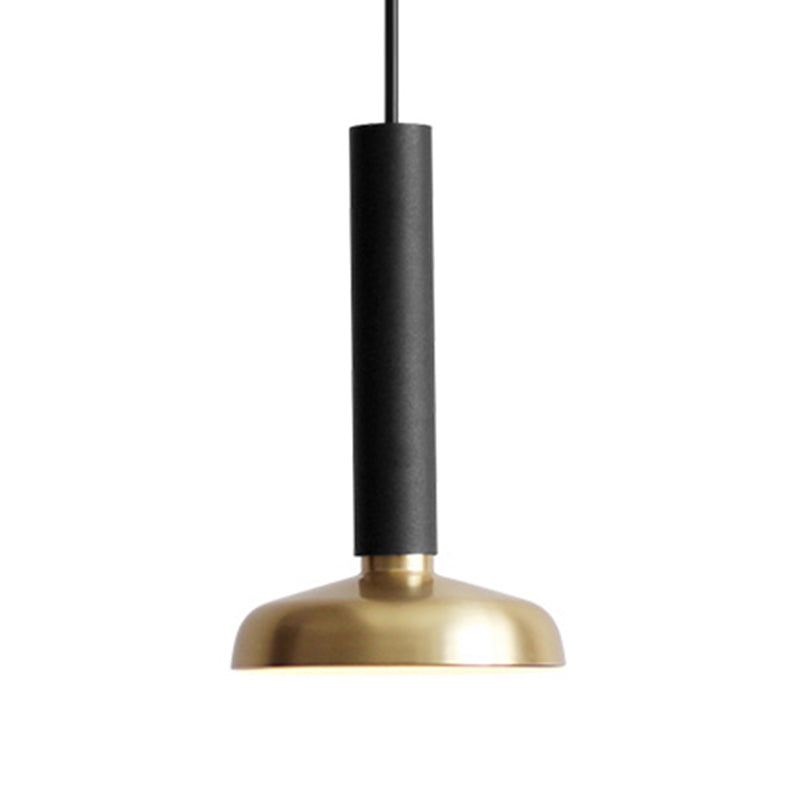 Dome Shade Hanging Lamp with Black/White Cylinder Stem Modern Metal Single Head Bedroom Suspension Pendant Light Clearhalo 'Ceiling Lights' 'Pendant Lights' 'Pendants' Lighting' 176686