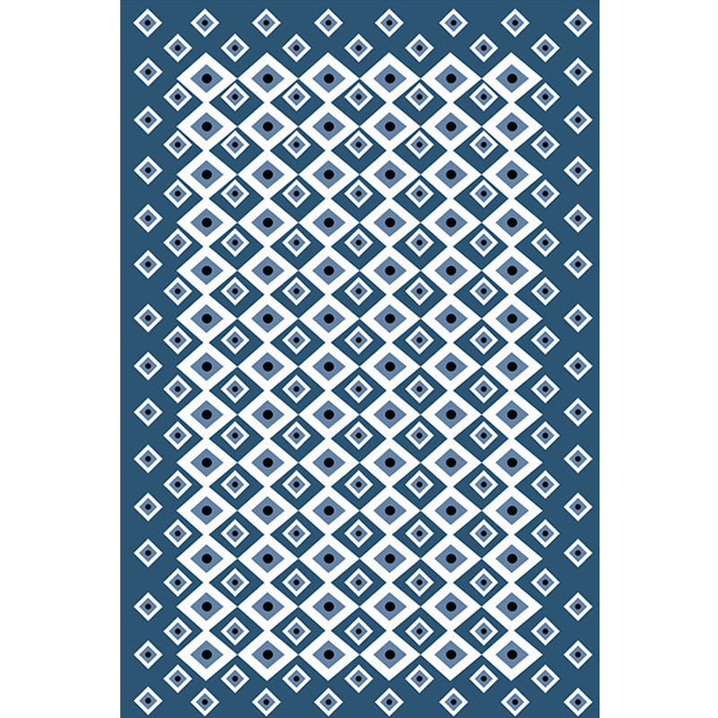 Retro Geometric Pattern Rug Blue Bohemian Rug Polyester Pet Friendly Non-Slip Backing Washable Area Rug for Living Room Clearhalo 'Area Rug' 'Bohemian' 'Rugs' Rug' 1767185