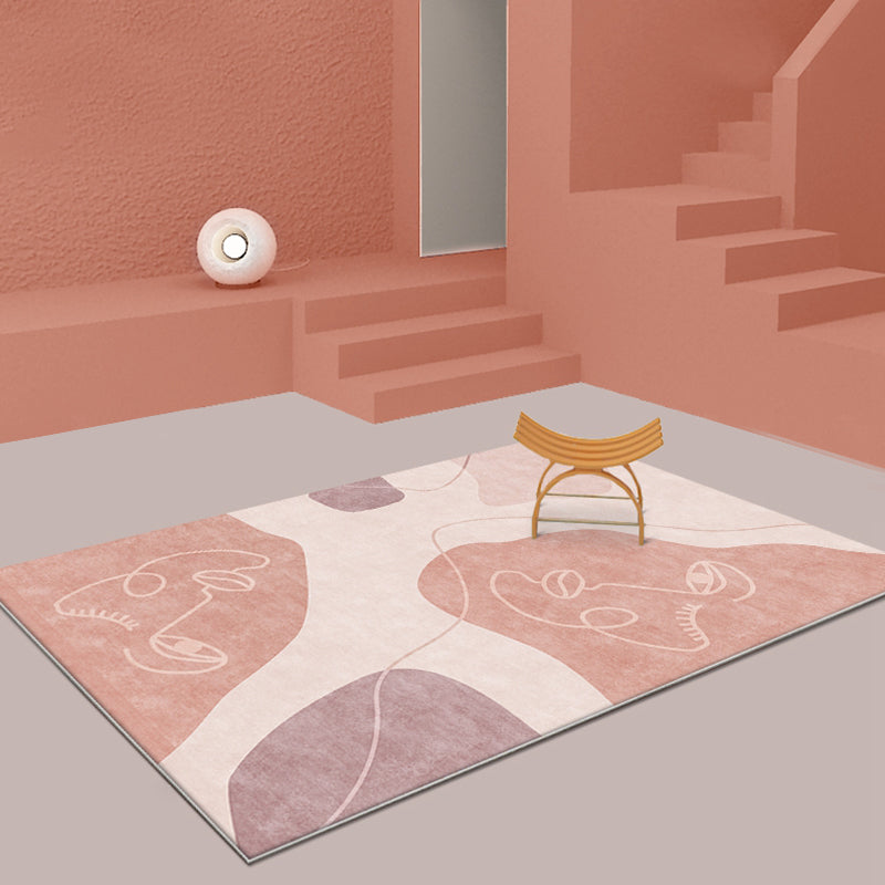 Modernist Abstract Rug Pink Polyester Rug Non-Slip Backing Washable Pet Friendly Carpet for Home Clearhalo 'Area Rug' 'Rug' 1767290