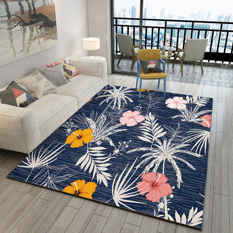 Multicolor Bohemian Rug Polyester Botanical Pattern Rug Pet Friendly Washable Anti-Slip Backing Carpet for Decoration Blue Clearhalo 'Area Rug' 'Bohemian' 'Rugs' Rug' 1767303