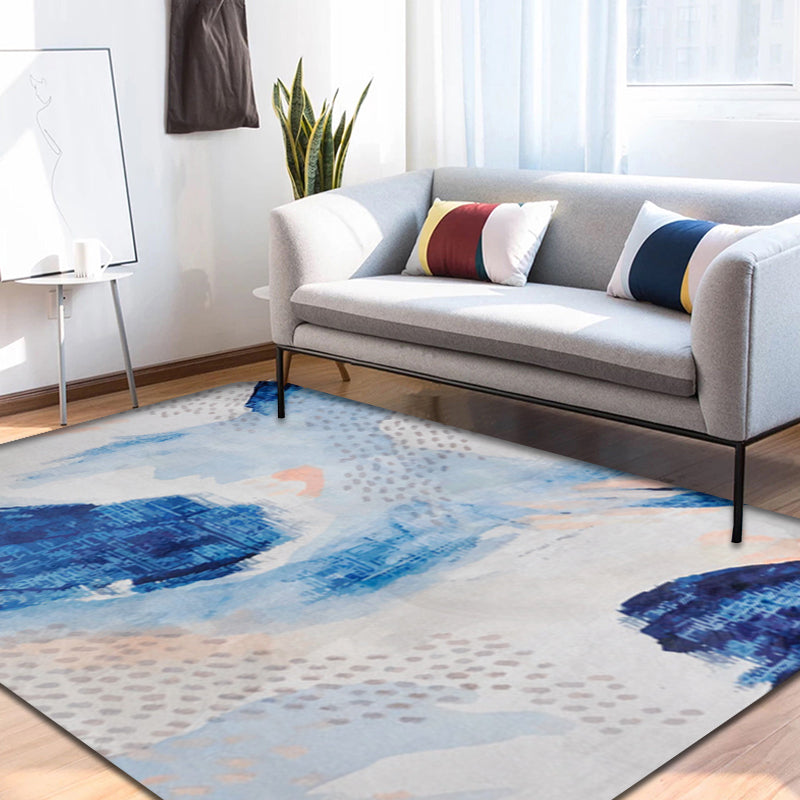 Unique Brushstroke Pattern Rug Blue Contemporary Rug Polyester Pet Friendly Non-Slip Backing Washable Area Rug for Living Room Clearhalo 'Area Rug' 'Modern' 'Rugs' Rug' 1767580