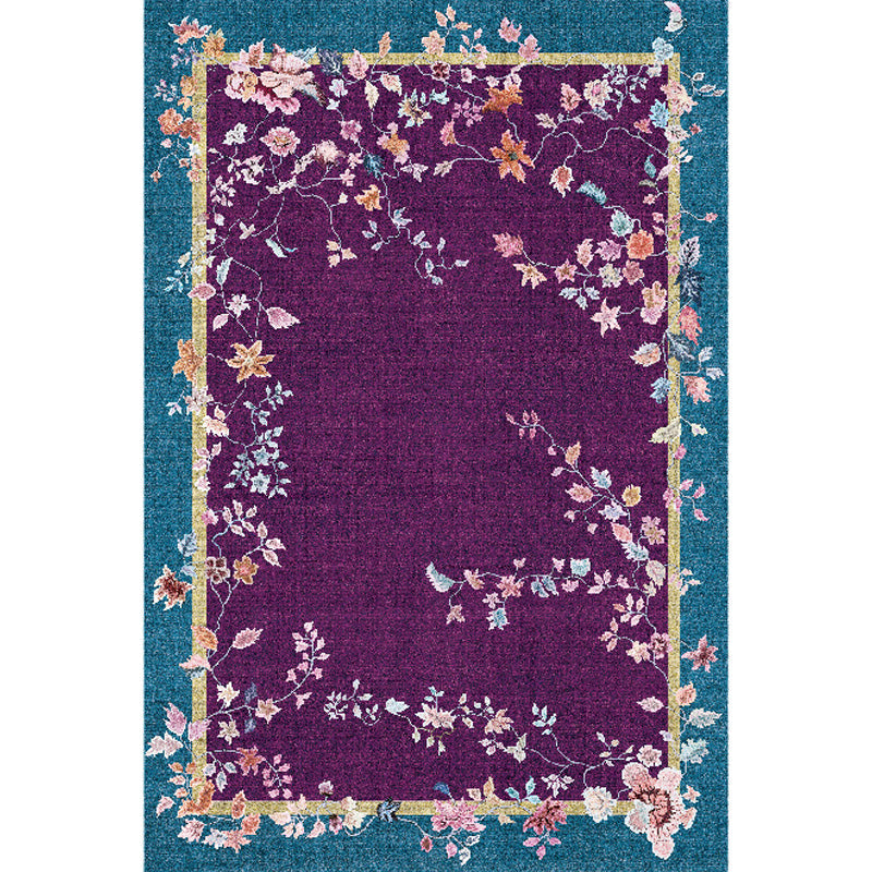 Multicolor Oriental Rug Polyester Flower Pattern Rug Pet Friendly Washable Anti-Slip Backing Carpet for Decoration Clearhalo 'Area Rug' 'Rug' 1767788