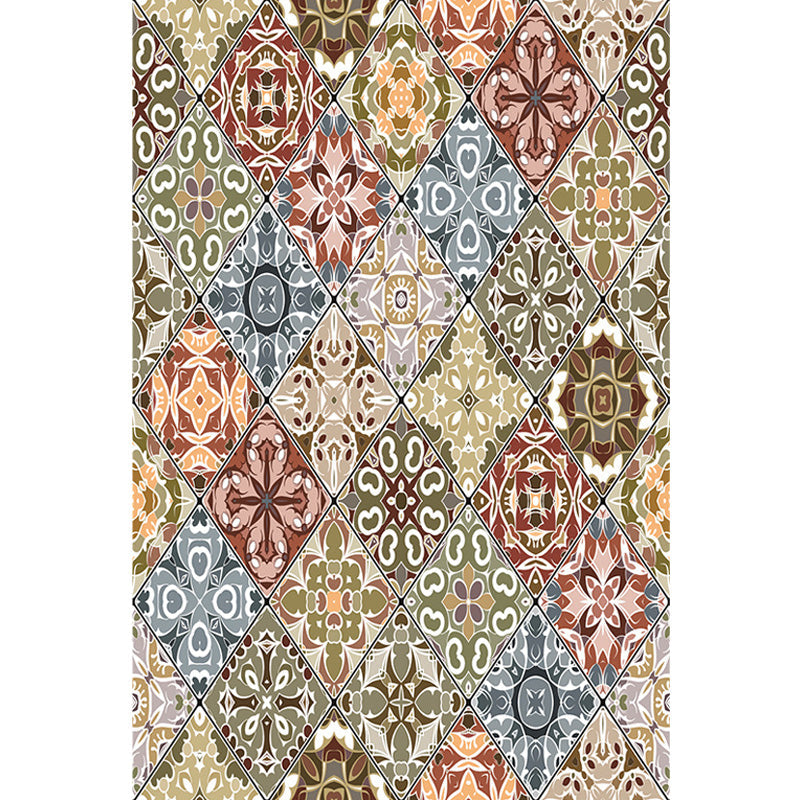 Moroccan Azulejo Pattern Rug Black Multicolor Polyester Rug Washable Pet Friendly Non-Slip Area Rug for Living Room Clearhalo 'Area Rug' 'Rugs' 'Shabby Chic' Rug' 1767874