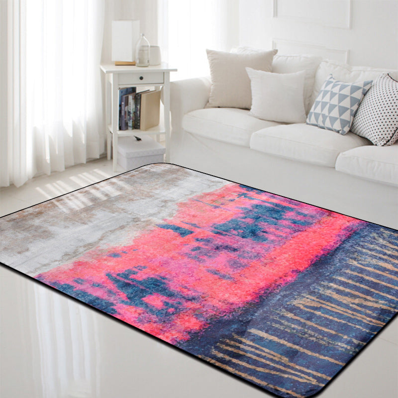 Industrial Abstract Rug Multicolor Polyester Rug Washable Pet Friendly Non-Slip Area Rug for Living Room Rose Red Clearhalo 'Area Rug' 'Modern' 'Rugs' Rug' 1768019