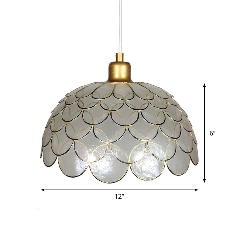 White Dome Down Lighting Pendant Nordic 1 Light Shell Hanging Pendant Light in Gold Finish for Living Room Clearhalo 'Ceiling Lights' 'Modern Pendants' 'Modern' 'Pendant Lights' 'Pendants' Lighting' 176849
