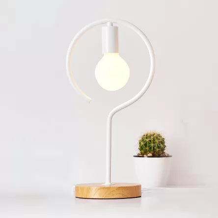 Metal Geometric Desk Light One Light Modern Stylish Desk Lamp in White for Study Room White Round Clearhalo 'Lamps' 'Table Lamps' Lighting' 17700