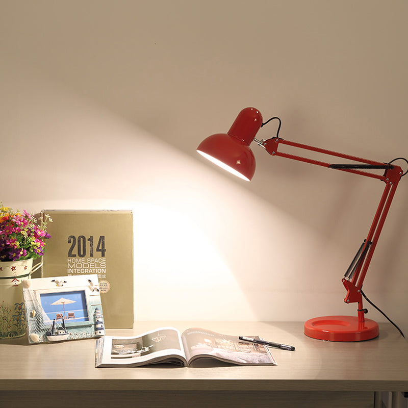 Dome Shade Task Desk Lamp Modernism Style Metal 1 Head Bedroom Reading Light in Green/Red Red Clearhalo 'Lamps' 'Table Lamps' Lighting' 177052