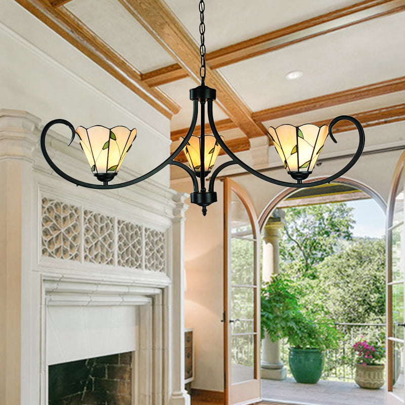 Rustic Leaf Foyer Pendant Light with Cone Shade and 14