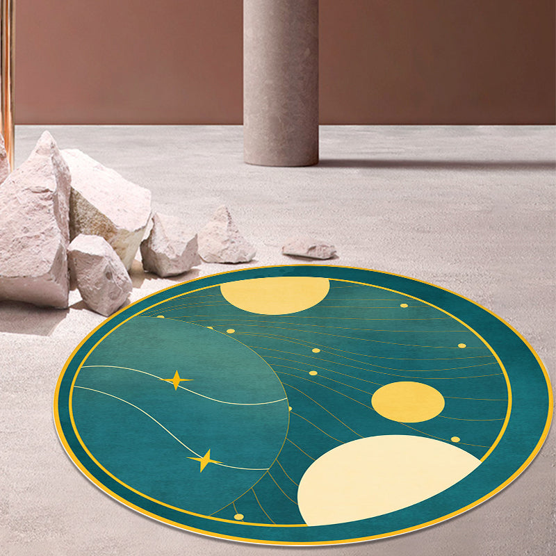 Multicolor Outer Space Pattern Rug Polyester Modern Rug Washable Anti-Slip Pet Friendly Area Rug for Living Room Green Clearhalo 'Area Rug' 'Modern' 'Rugs' Rug' 1779409