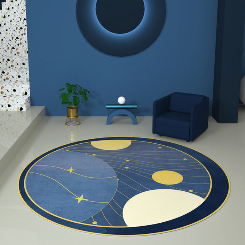 Multicolor Outer Space Pattern Rug Polyester Modern Rug Washable Anti-Slip Pet Friendly Area Rug for Living Room Blue Clearhalo 'Area Rug' 'Modern' 'Rugs' Rug' 1779410