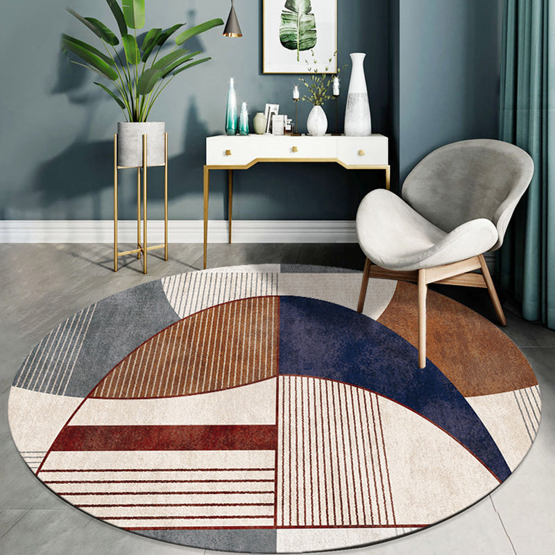 Unique Multicolor Modernist Rug Polyester Colorblock Stripe Pattern Rug Washable Pet Friendly Non-Slip Carpet for Living Room Blue Clearhalo 'Area Rug' 'Modern' 'Rugs' Rug' 1779432