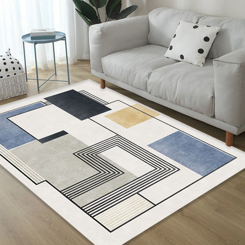 Novelty Geometric Pattern Rug with Stripe Blue Polyester Rug Non-Slip Backing Washable Pet Friendly Carpet for Home Clearhalo 'Area Rug' 'Rug' 1779496