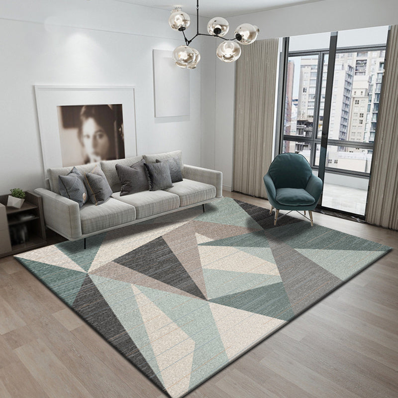 Modern Geometric Pattern Rug Multicolor Polyester Rug Non-Slip Backing Washable Pet Friendly Carpet for Bedroom Light Green Clearhalo 'Area Rug' 'Modern' 'Rugs' Rug' 1779513