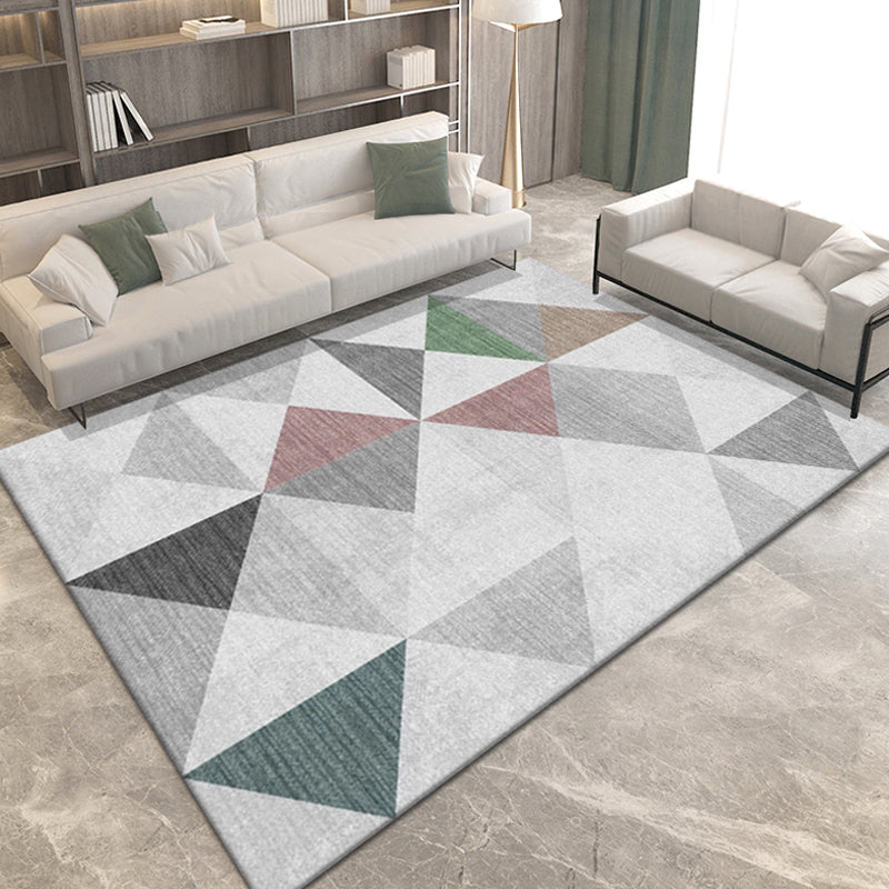 Modern Geometric Pattern Rug Multicolor Polyester Rug Non-Slip Backing Washable Pet Friendly Carpet for Bedroom Grey Clearhalo 'Area Rug' 'Modern' 'Rugs' Rug' 1779519