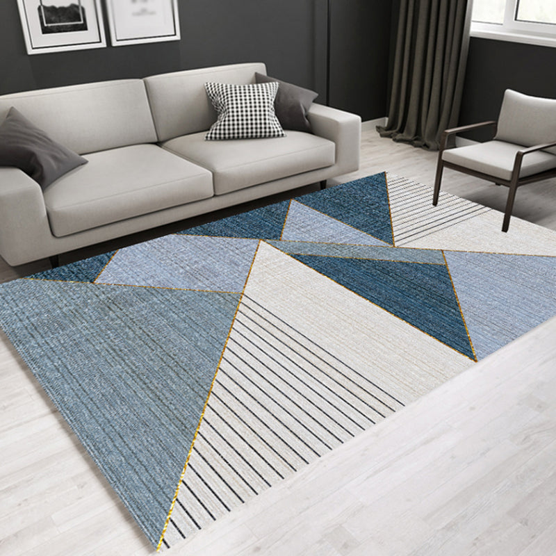 Casual Contemporary Rug Multicolor Geometric and Striped Pattern Rug Washable Pet Friendly Non-Slip Carpet for Living Room Blue Clearhalo 'Area Rug' 'Modern' 'Rugs' Rug' 1779529